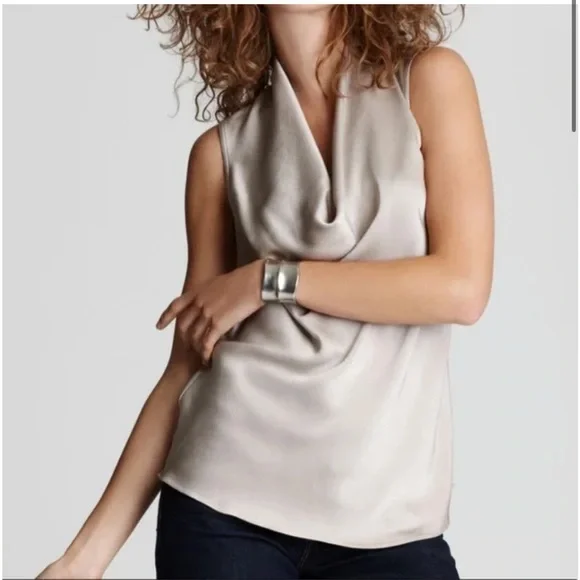 Theory Navy Blue Codey Tie-Dye Silk Blouse - Picture 4 of 4